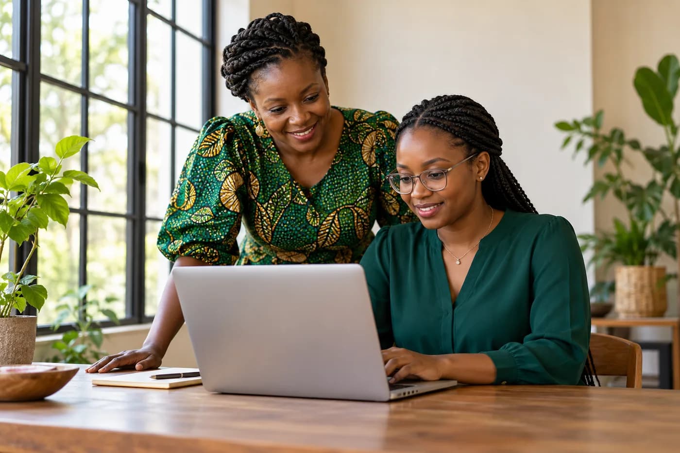 Two nutrition professionals collaborating at a laptop